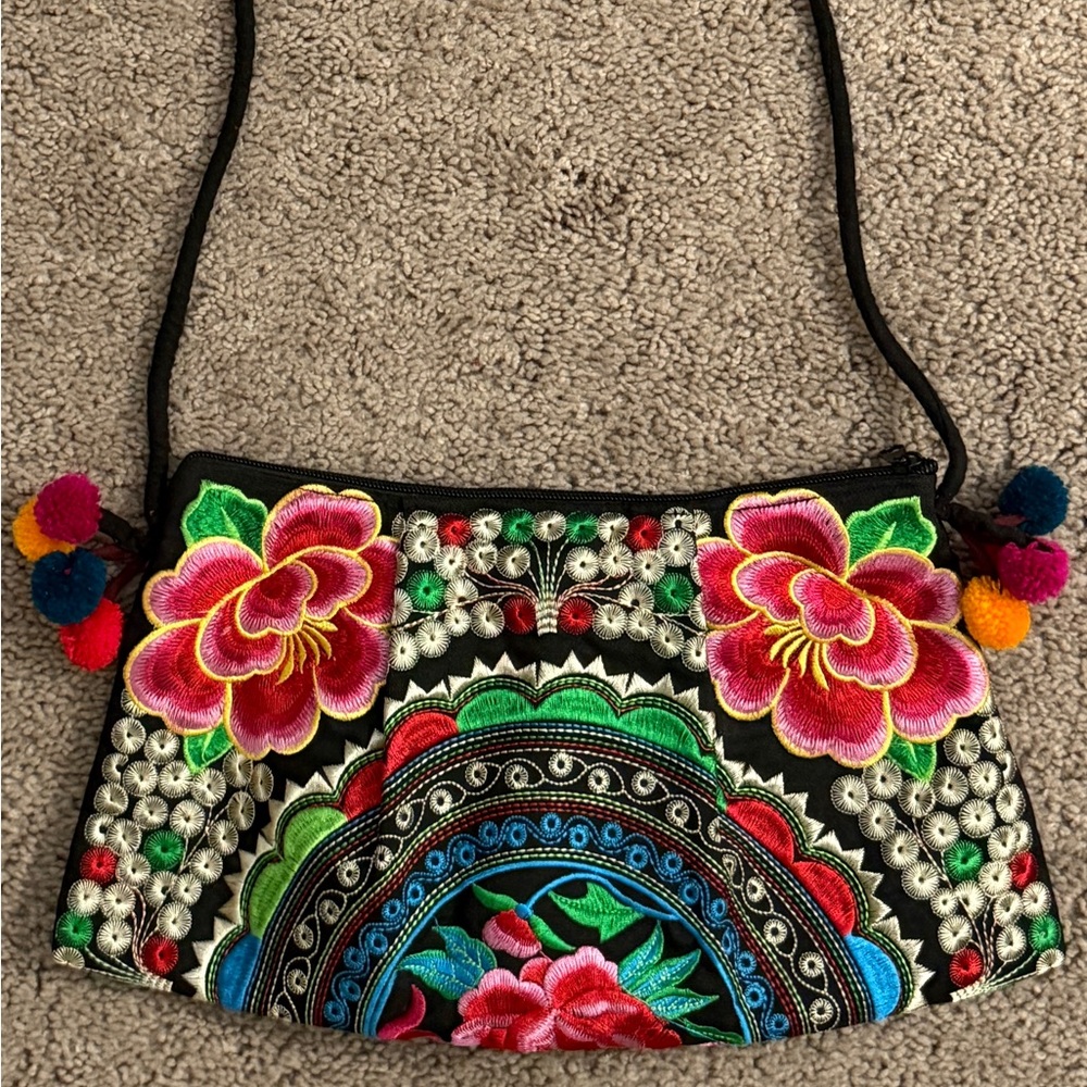 Thailand Tribal Floral Embroidered Crossbody Bag Women Colorful Small Bag